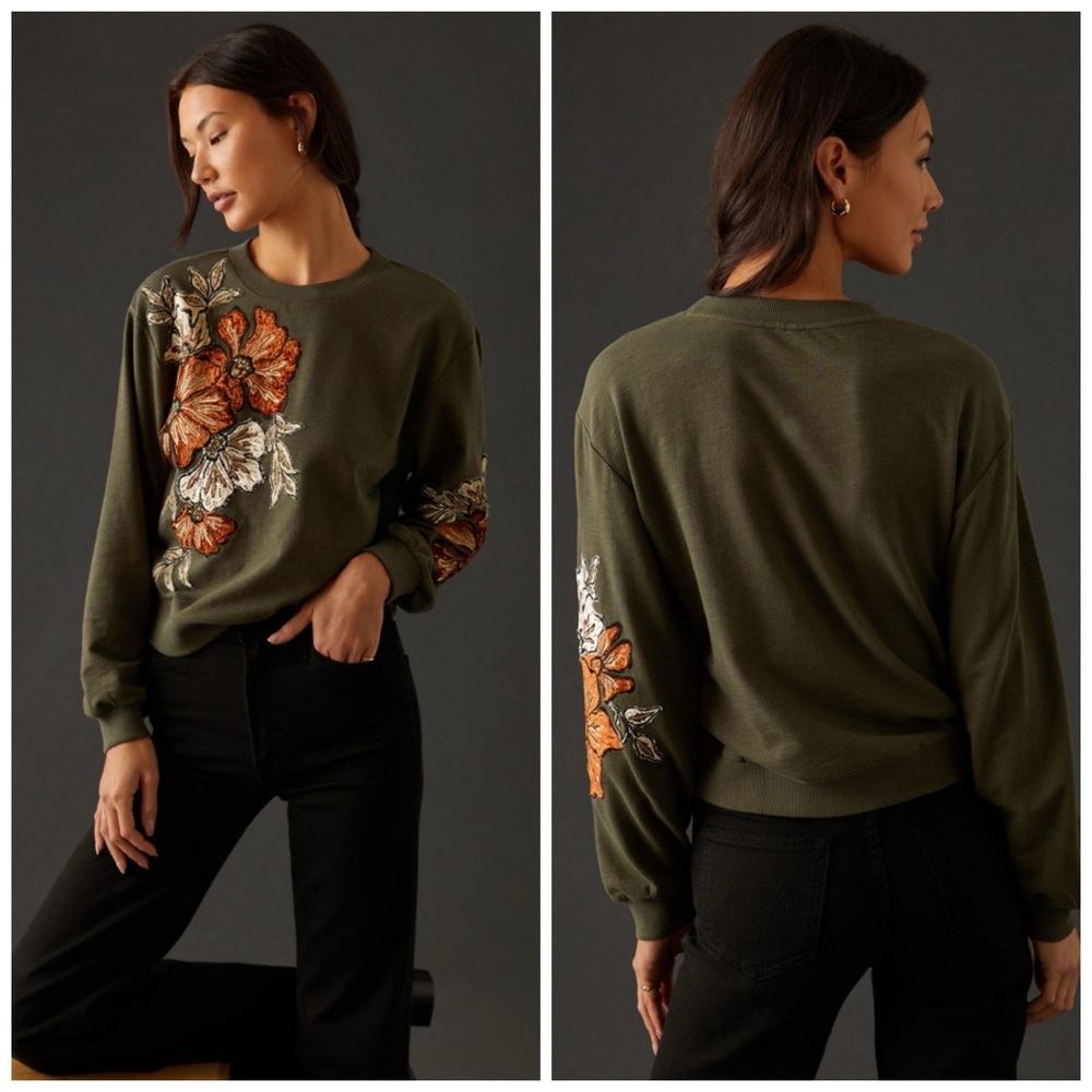 By Anthropologie Appliqué Sweatshirt